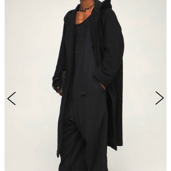 Yohji Yamamoto Pour Homme 100% Laime Wool Hooded Long Coat - Picture 2 of 16